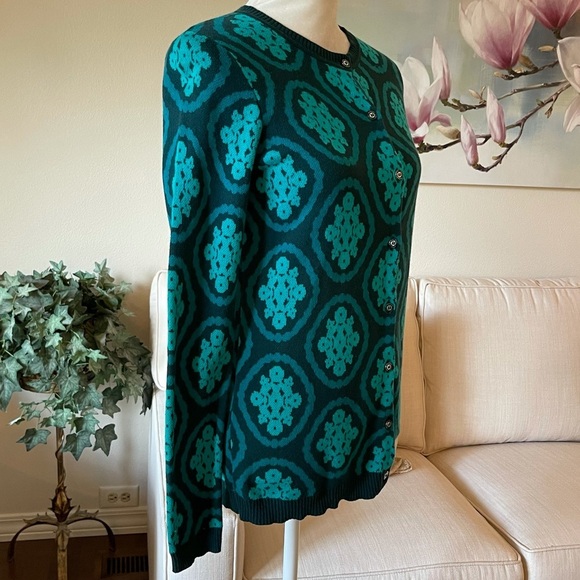 Isaac Mizrahi Live Teal Turquoise Cotton Cardigan Button Front Sweater - Picture 3 of 14